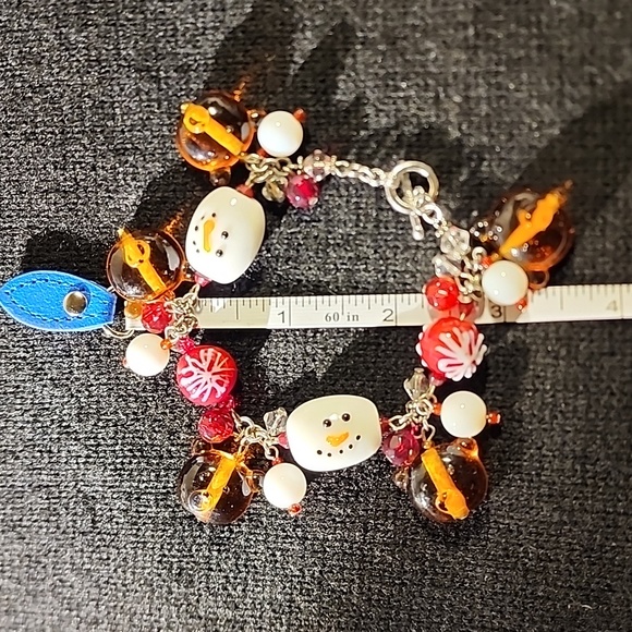 Lampwork Snowman ⛄️ Glass Bead Bracelet - Picture 1 of 7
